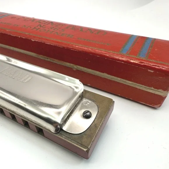 Vintage Hohner Marine Band No. 365 Harmonica‎ Germany w/ Original Box